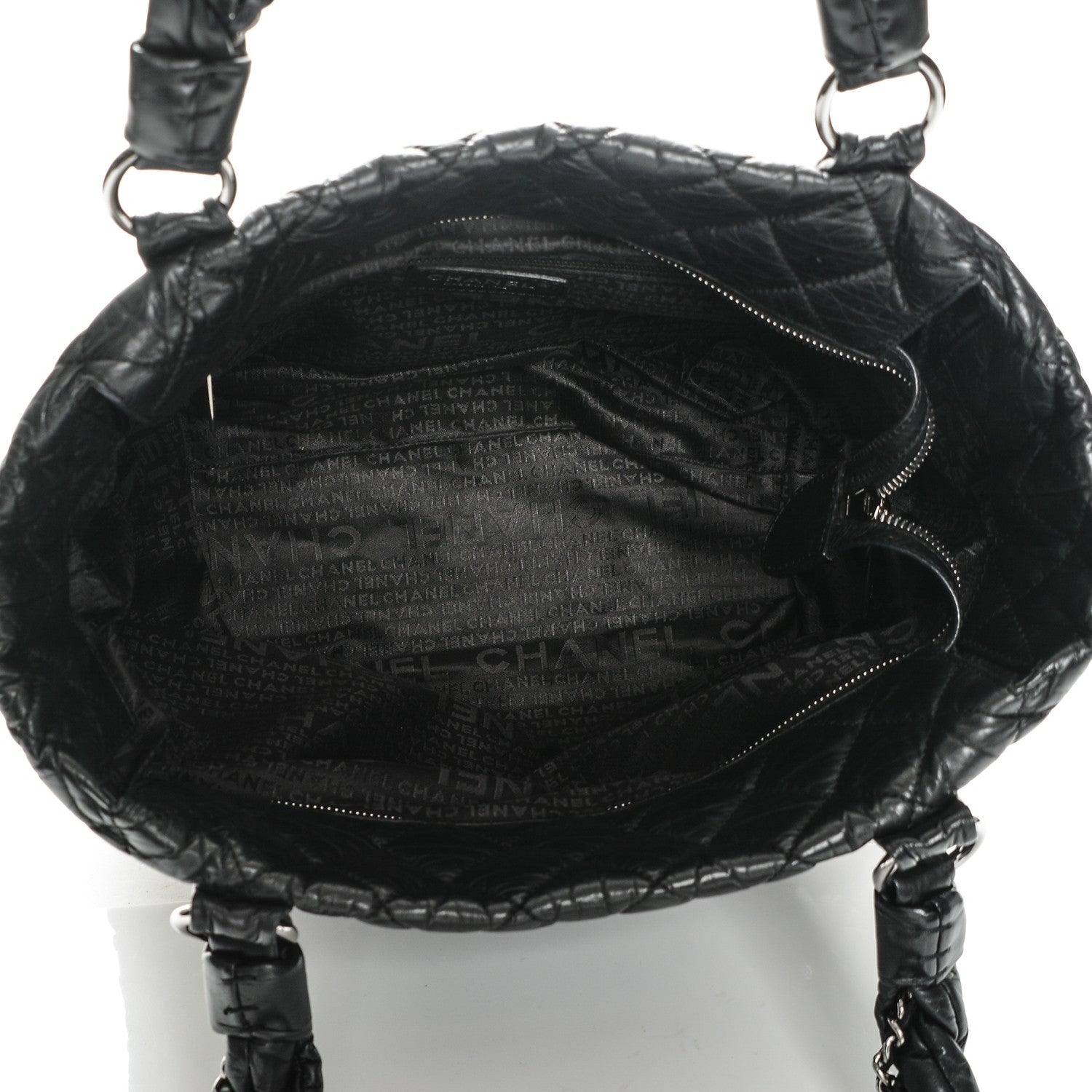 Chanel Distressed Lambskin Vintage Ligne Lady Braid Tote Black 5 of 7