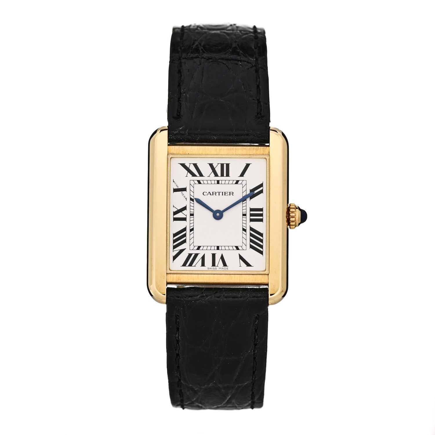 Cartier Stainless Steel 18K Yellow Gold Alligator 27mm Tank Solo Quartz Watch 1 of 5