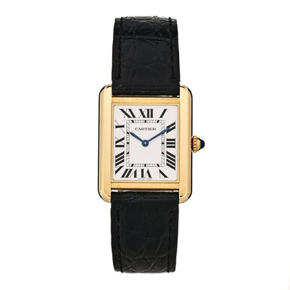 Cartier Stainless Steel 18K Yellow Gold Alligator 27mm Tank Solo Quartz Watch 1 of 5