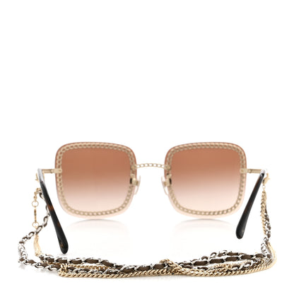 Chanel Metal Removable Chain Square Sunglasses 4244 Light Brown 9 of 10