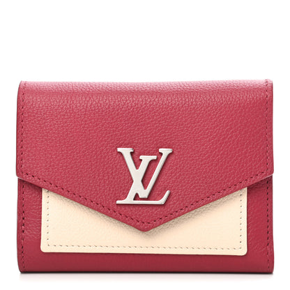 Louis Vuitton Soft Calfskin My Lockme Compact Wallet Lie De Vin Etain Creme 1 of 9