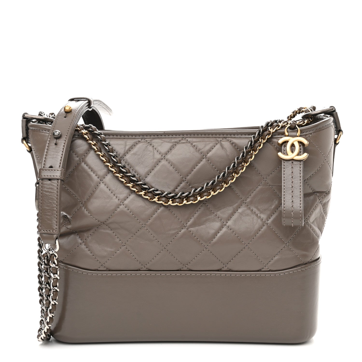 Chanel Aged Calfskin Quilted Medium Gabrielle Hobo Grey 1 of 13