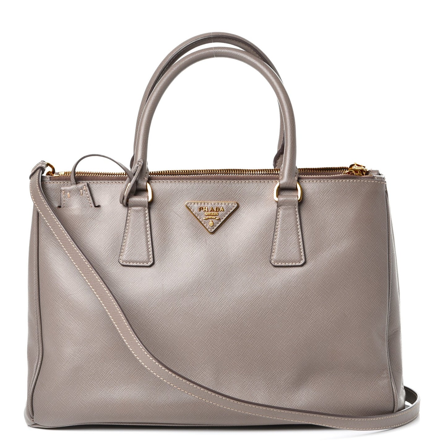 Saffiano Medium Galleria Double Zip Tote Argilla