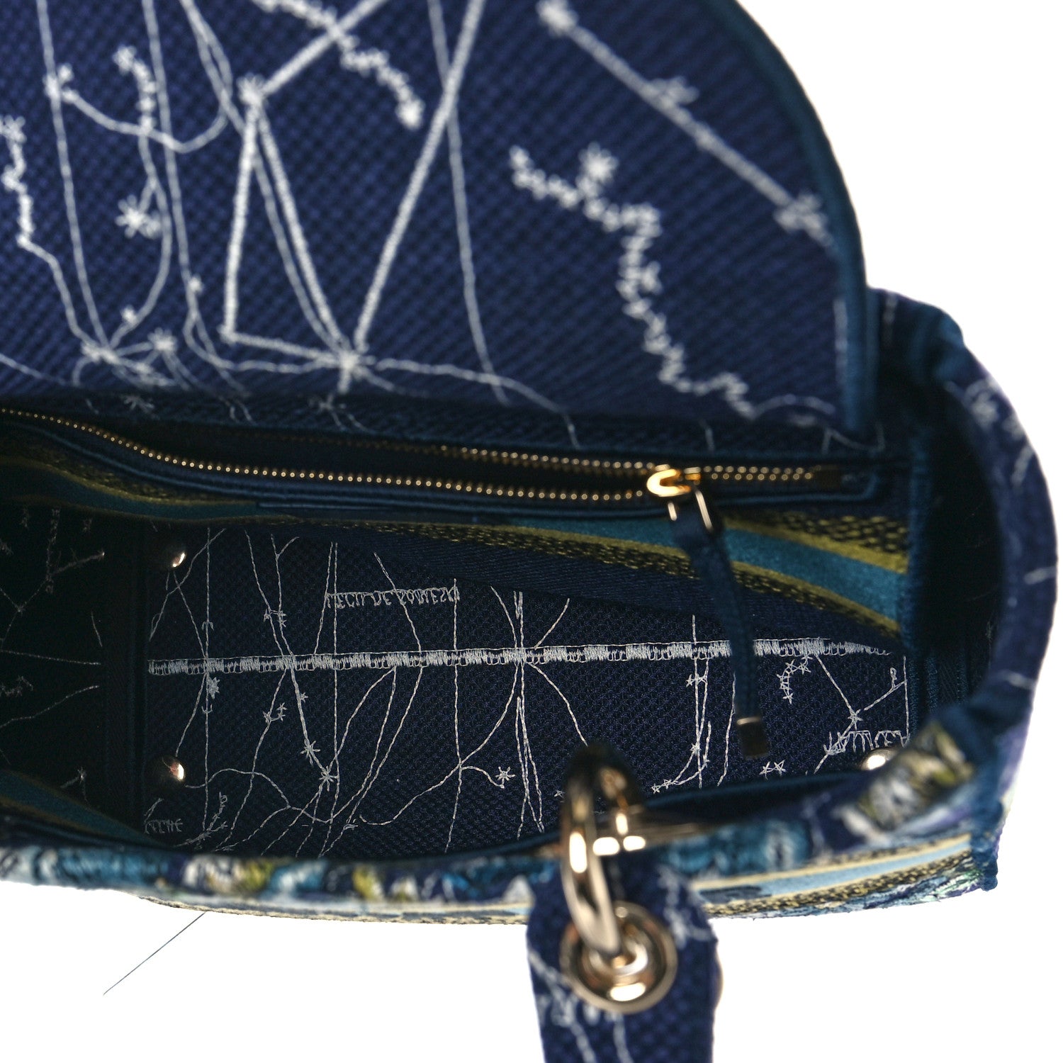 Christian Dior Canvas Embroidered Zodiac Medium Lady D-Lite Blue Multicolor 5 of 8