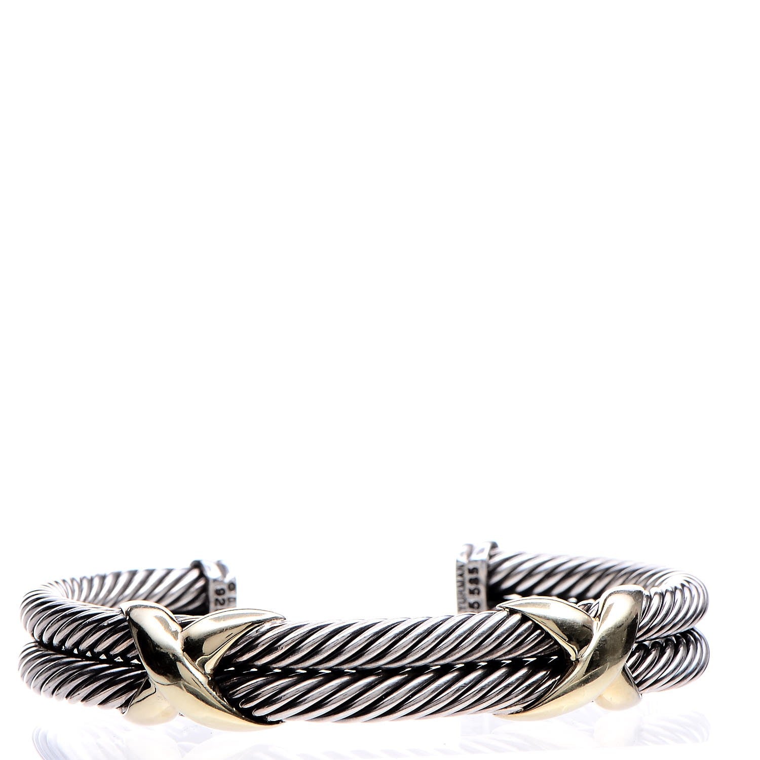 David Yurman Sterling Silver 14K Yellow Gold 10mm Double X Bracelet 3 of 6