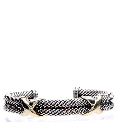 David Yurman Sterling Silver 14K Yellow Gold 10mm Double X Bracelet 3 of 6