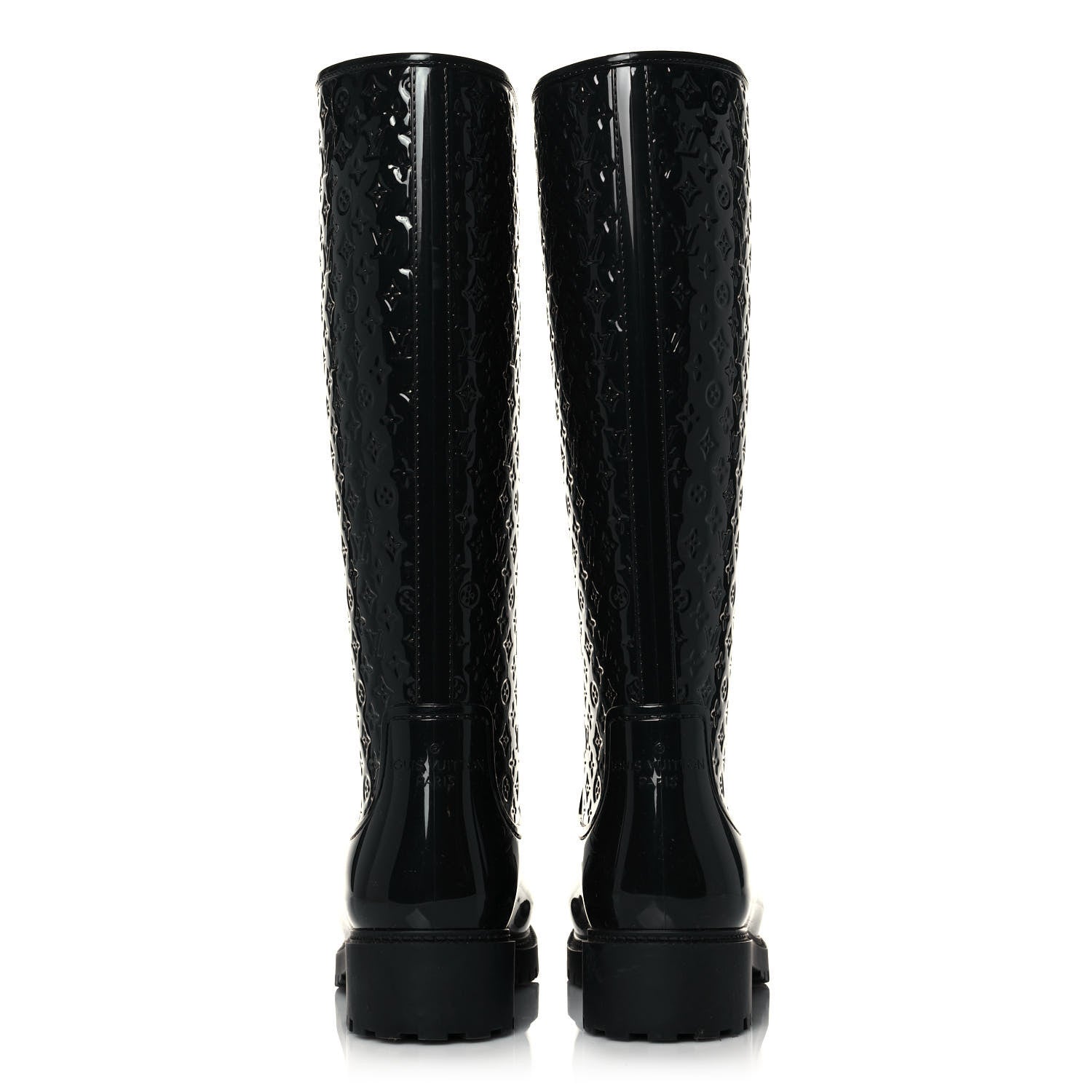 Louis Vuitton Rubber Embossed Monogram Splash Rain Boots 37 Black 5 of 9