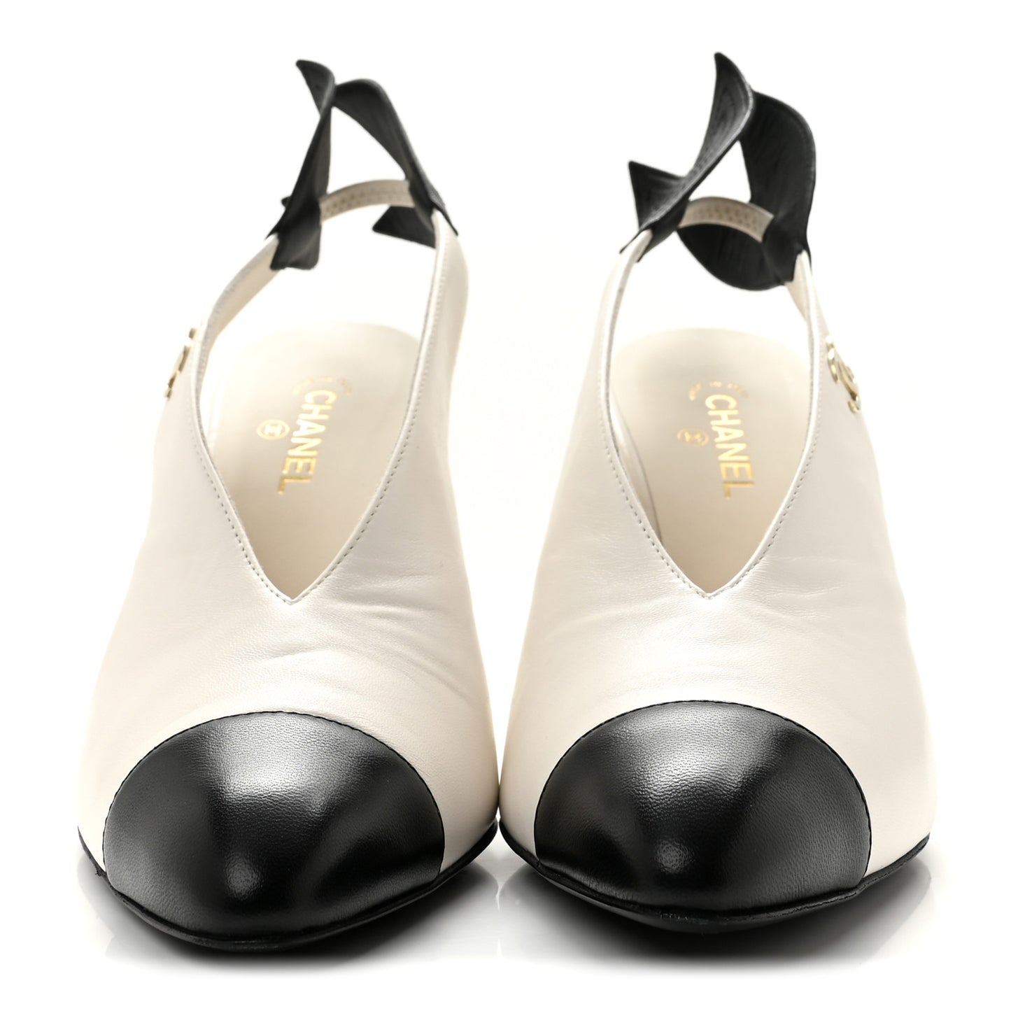 Lambskin Slingback Pumps 36.5 White Black
