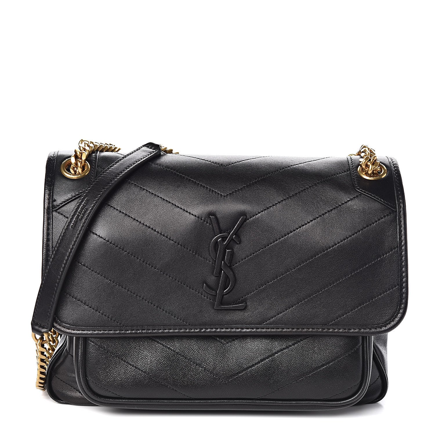 Saint Laurent Lambskin Matelasse Monogram Medium Niki Chain Satchel Black 1 of 10