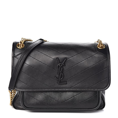 Saint Laurent Lambskin Matelasse Monogram Medium Niki Chain Satchel Black 1 of 10