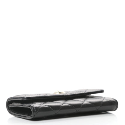 Chanel Lambskin Quilted CC Button Flap Card Holder Black 4 of 9