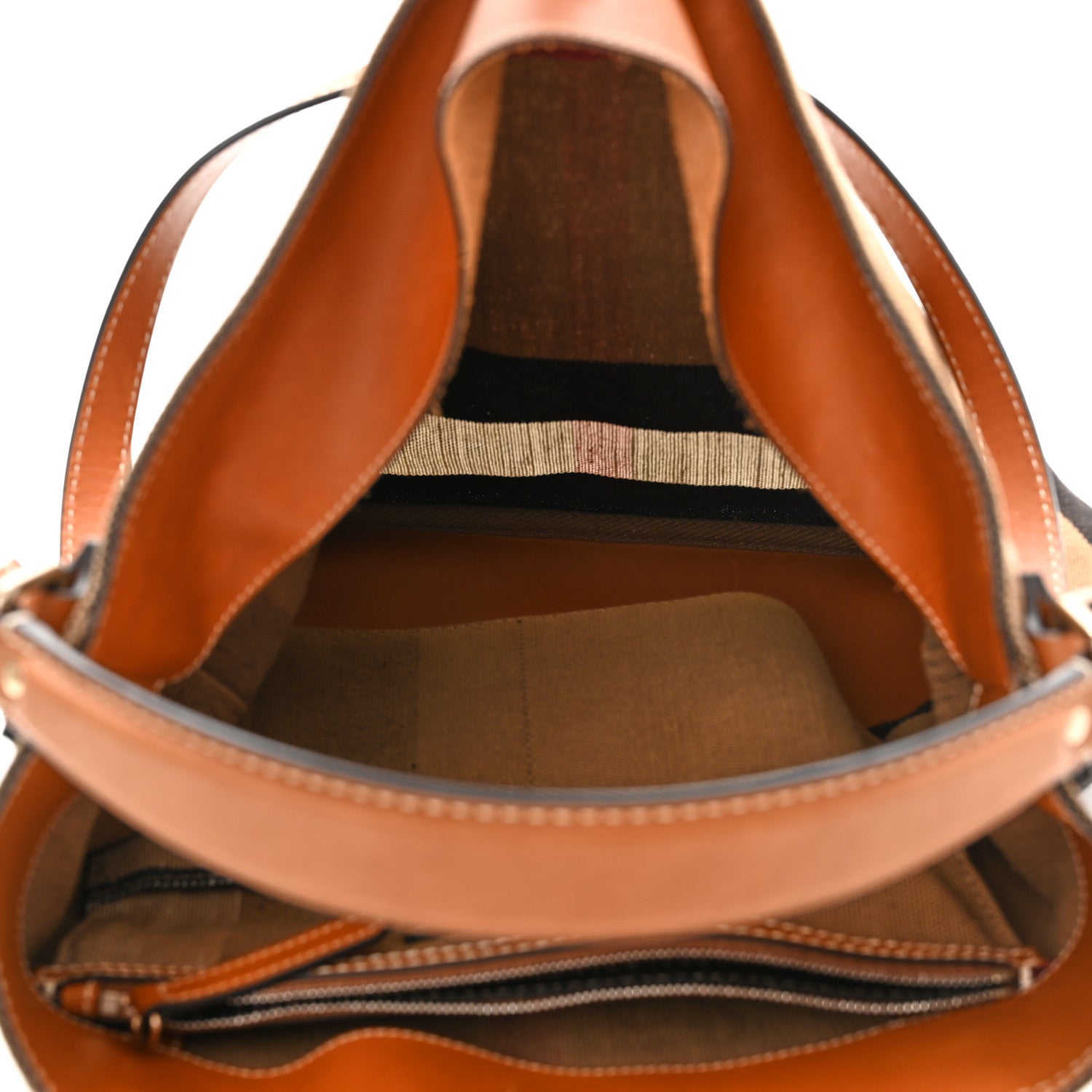 Burberry Canvas Mega Check Medium Ashby Hobo Saddle Brown 5 of 10