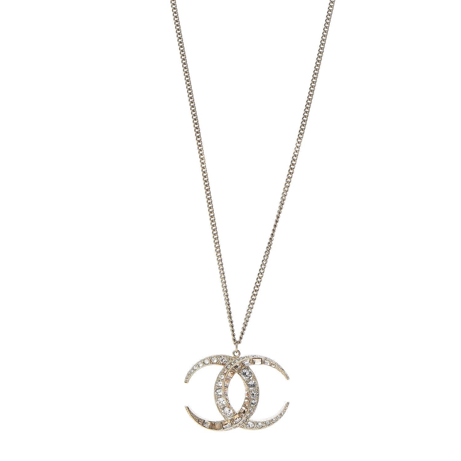 Chanel Baguette Crystal Moon CC Necklace Gold 1 of 5