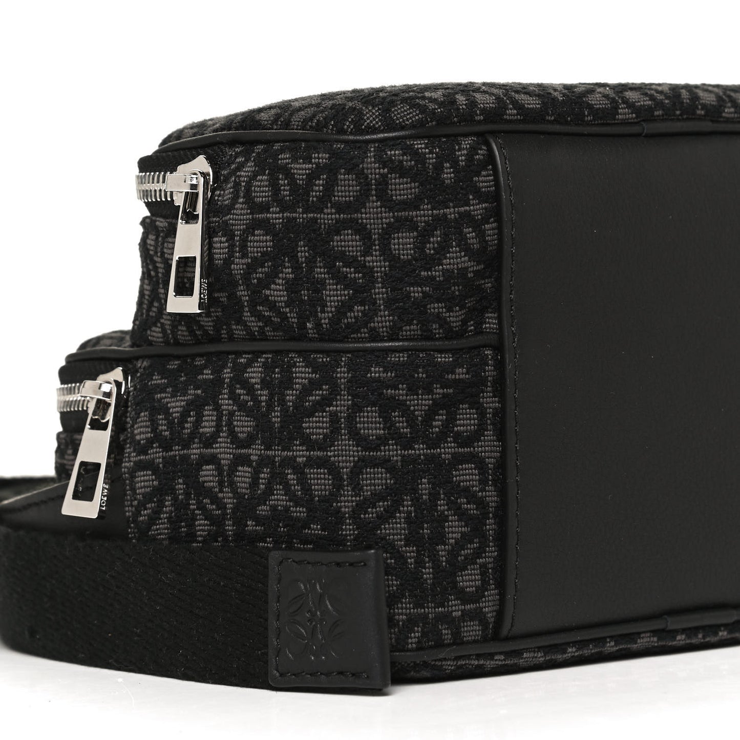 Jacquard Anagram Calfskin Mini Camera Bag Anthracite Black