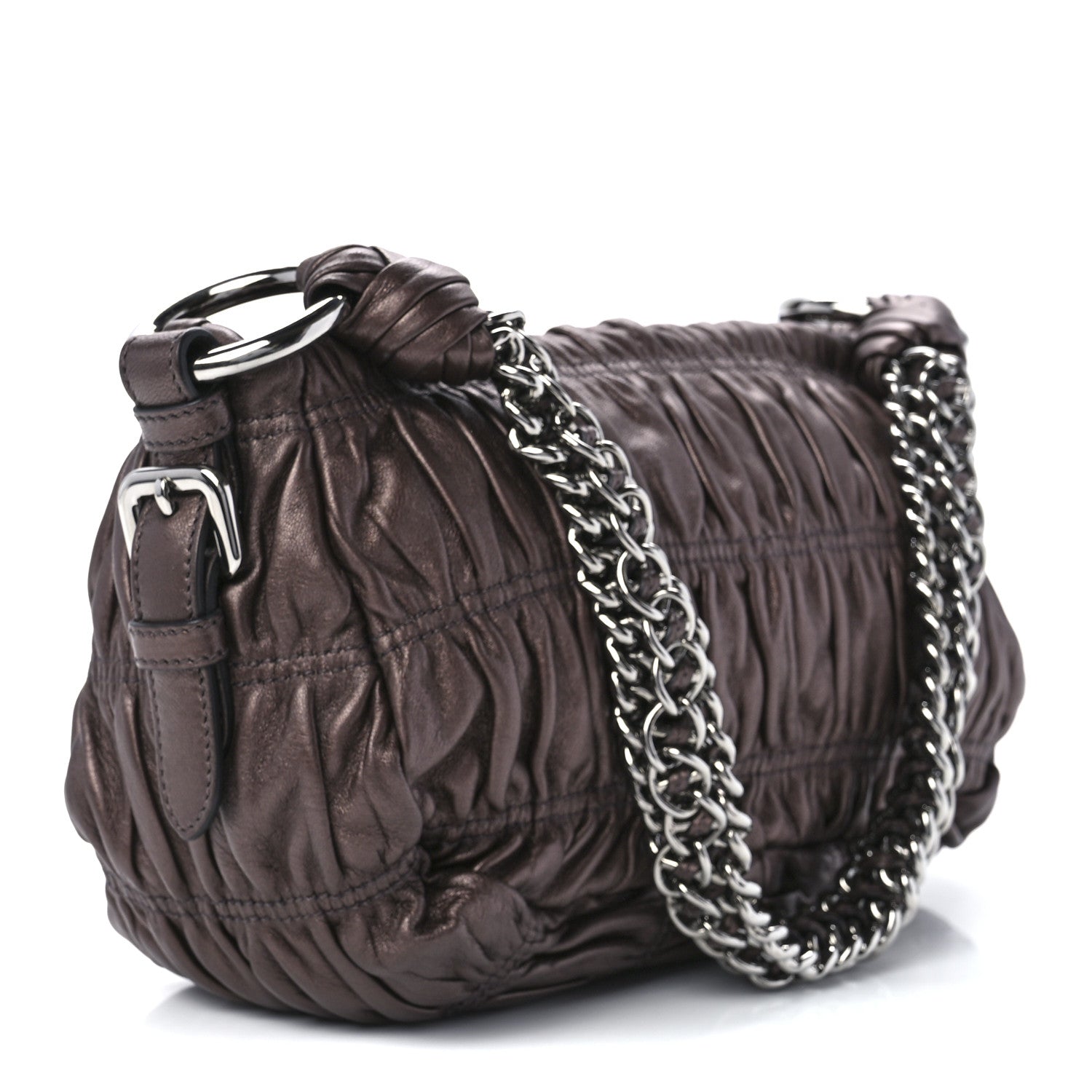 Prada Nappa Gaufre Mordore Chain Bag Brown 3 of 11