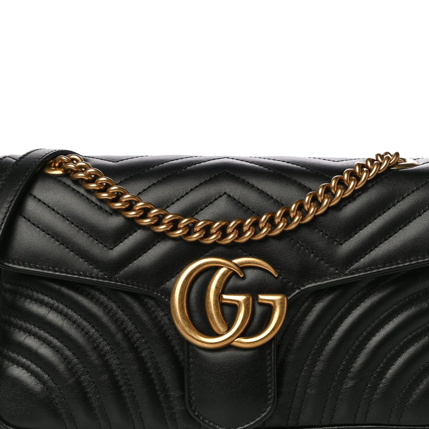 Gucci Calfskin Matelasse Small GG Marmont Shoulder Bag Black 9 of 17