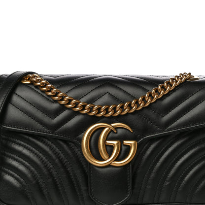 Gucci Calfskin Matelasse Small GG Marmont Shoulder Bag Black 9 of 17