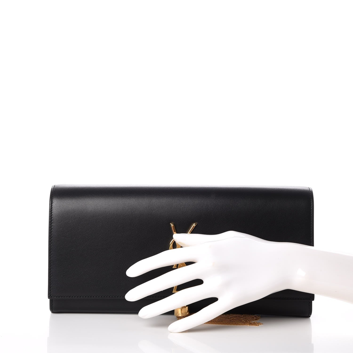 Saint Laurent Calfskin Classic Monogram Tassel Clutch Black 1 of 7