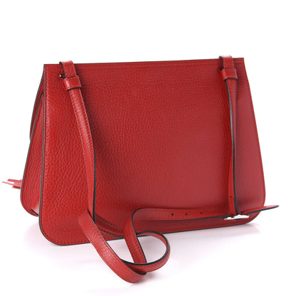 Gucci Pebbled Calfskin Medium Bamboo Daily Flap Shoulder Bag Red 3 of 10