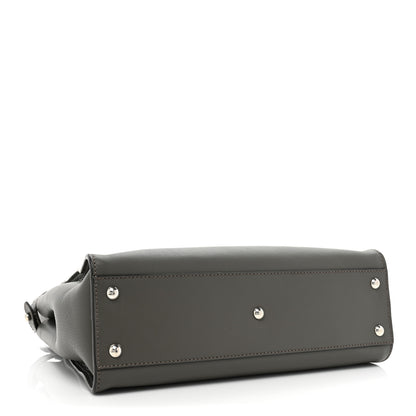 Fendi Vitello Seta Shiny Nappa Medium Peekaboo Iconic Satchel Carbone Grigio Polvere 4 of 12