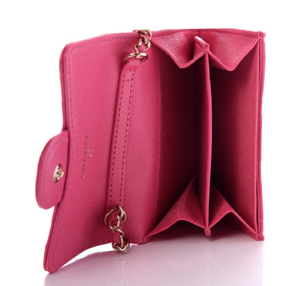 Chanel Caviar Quilted Flap Card Holder On Chain Pink 5 of 9