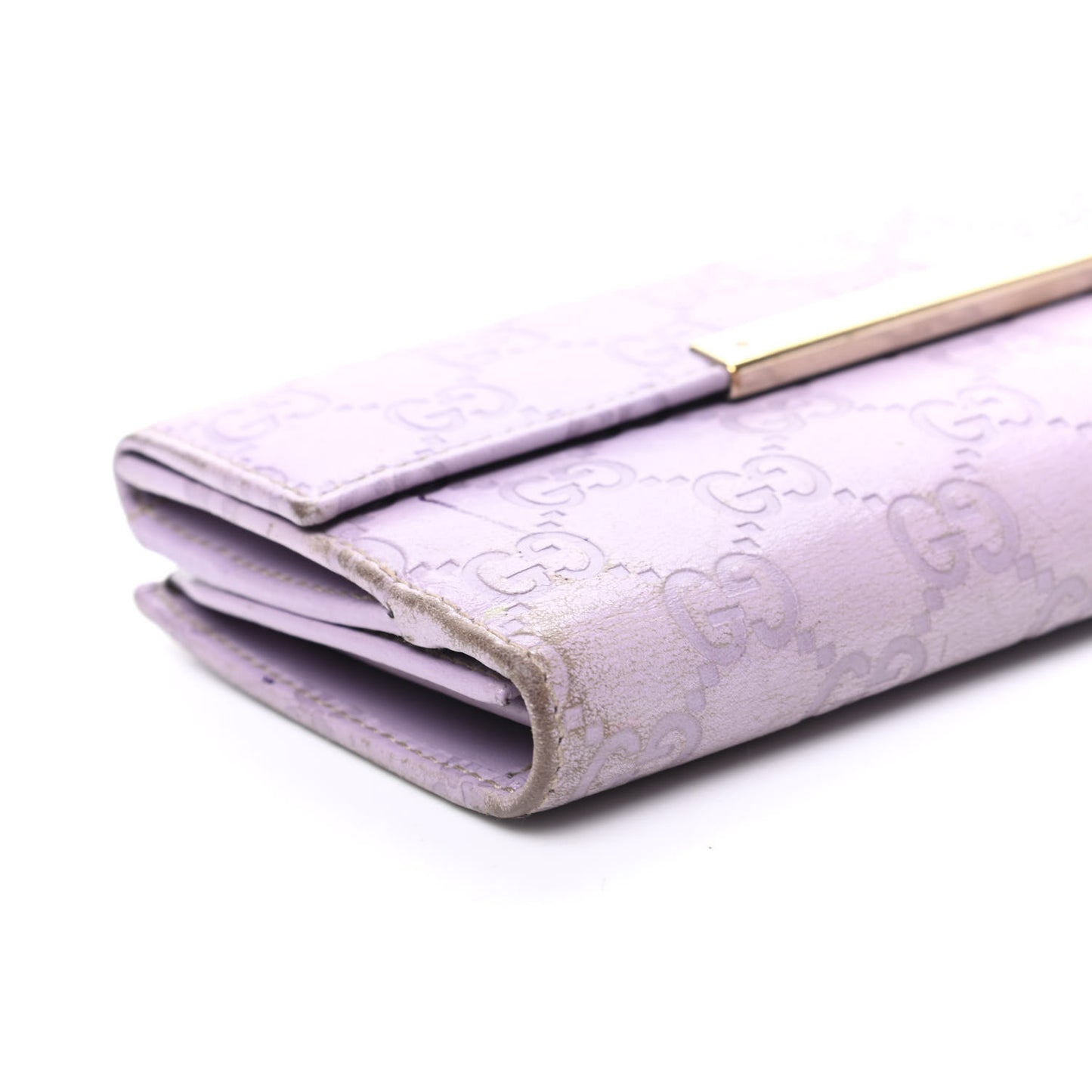 Guccissima Metal Bar Continental Wallet Lavender