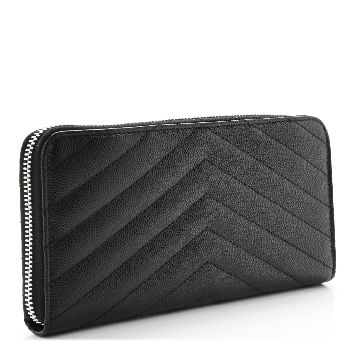 Grain De Poudre Matelasse Chevron Monogram Zip Around Wallet Black