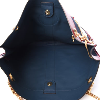 Gucci Suede Calfskin Large Rajah Chain Tote New Blue Romantic Cherry 5 of 10