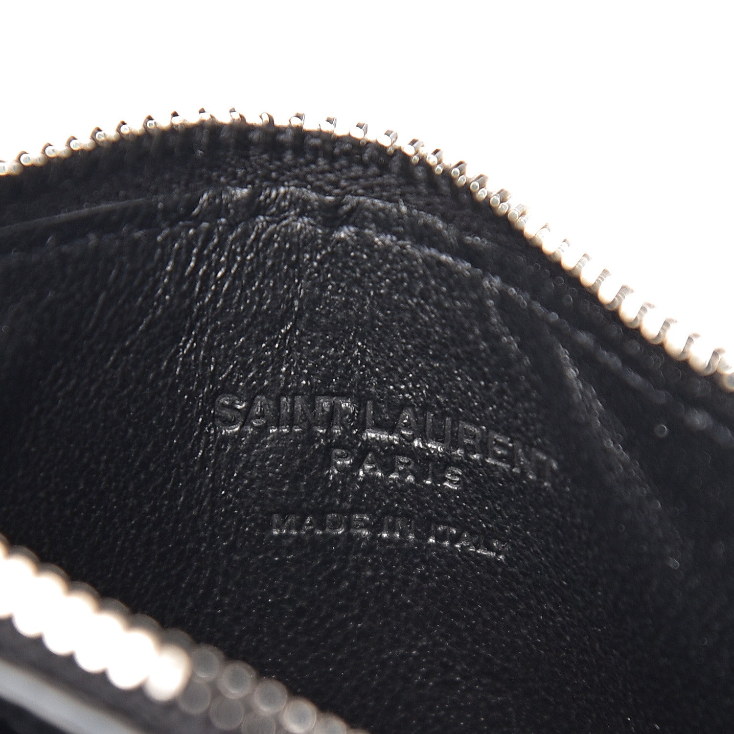 Saint Laurent Calfskin Crocodile Embossed 5 Fragments Zip Card Holder Black 5 of 6
