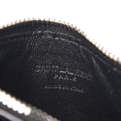 Saint Laurent Calfskin Crocodile Embossed 5 Fragments Zip Card Holder Black 5 of 6