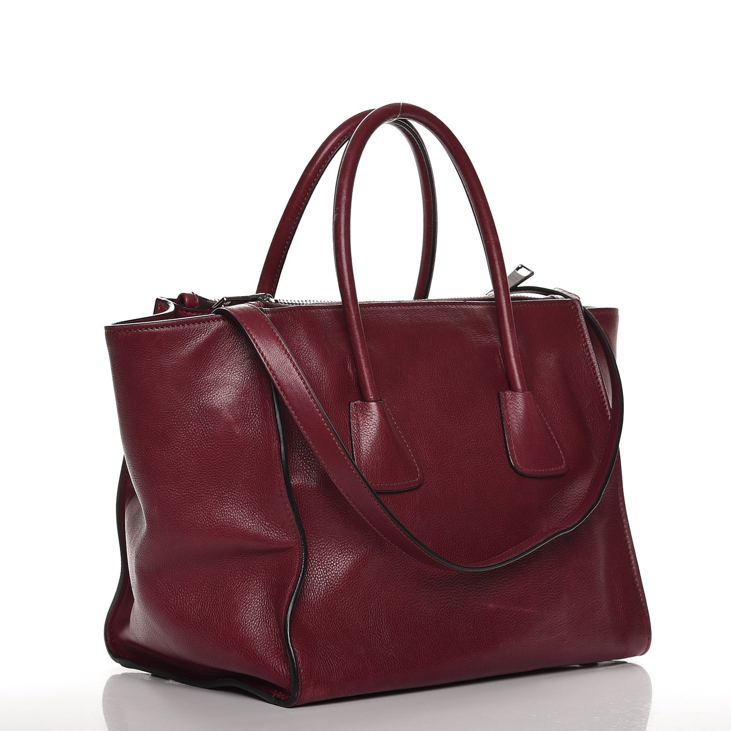 Glace Calf Twin Pocket Tote Fuxia