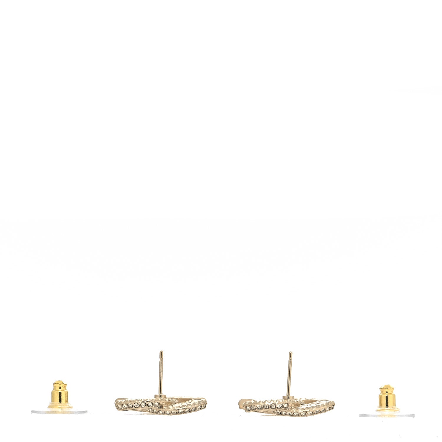 Chanel Crystal Timeless CC Earrings Light Gold 3 of 4