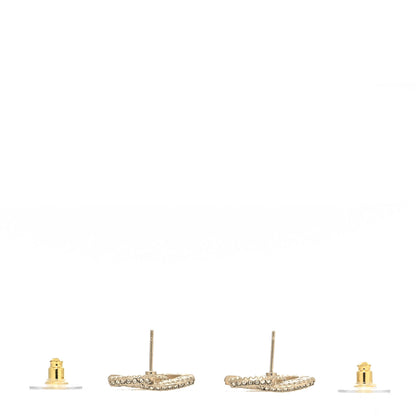 Chanel Crystal Timeless CC Earrings Light Gold 3 of 4