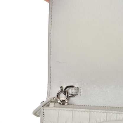 Saint Laurent Calfskin Crocodile Embossed Kate Monogram Tassel Chain Wallet Cremasoft 8 of 11