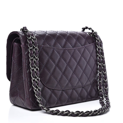 Chanel Caviar Quilted Jumbo Double Flap Dark Purple 2 of 11