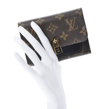 Louis Vuitton Monogram Flower Lock Compact Wallet Black 2 of 13