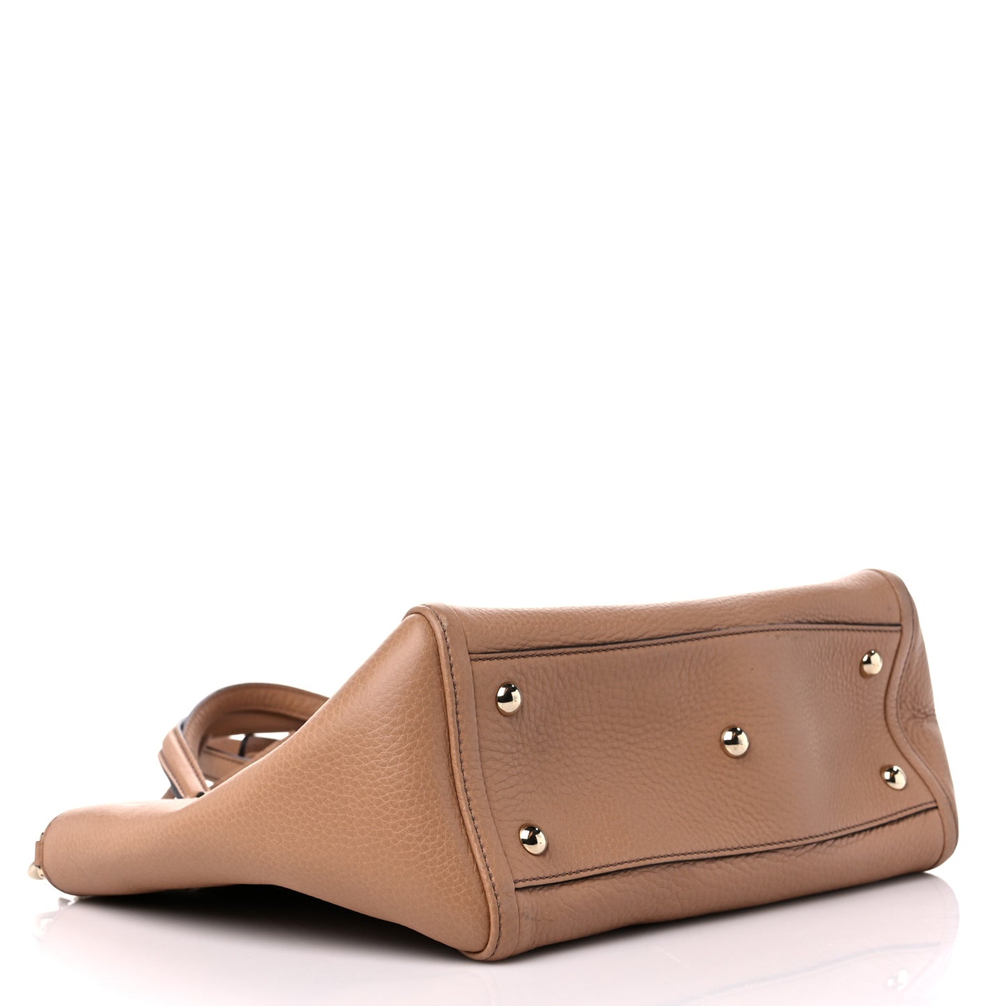 Pebbled Calfskin Small Soho Top Handle Bag Camelia