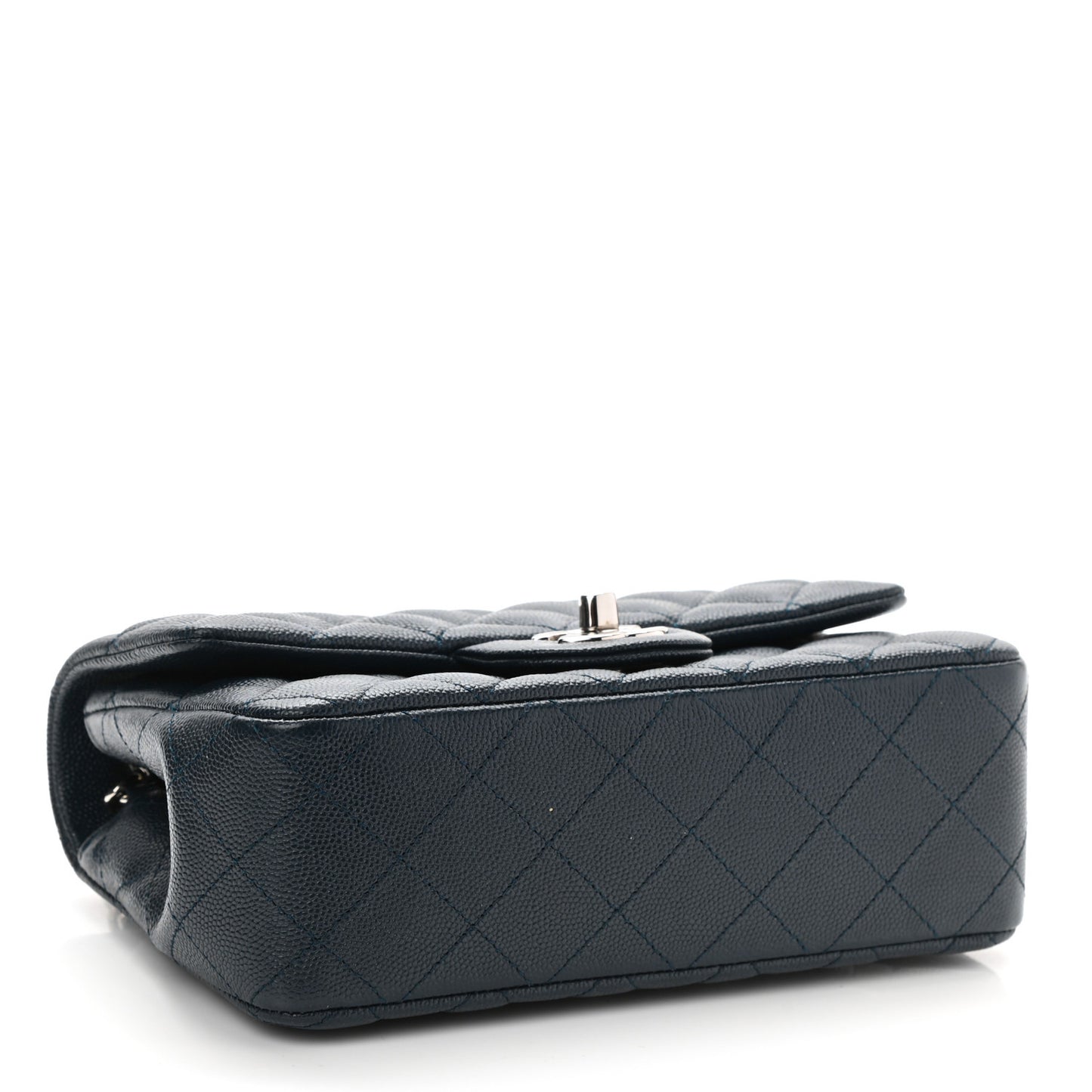Caviar Quilted Mini Rectangular Flap Navy