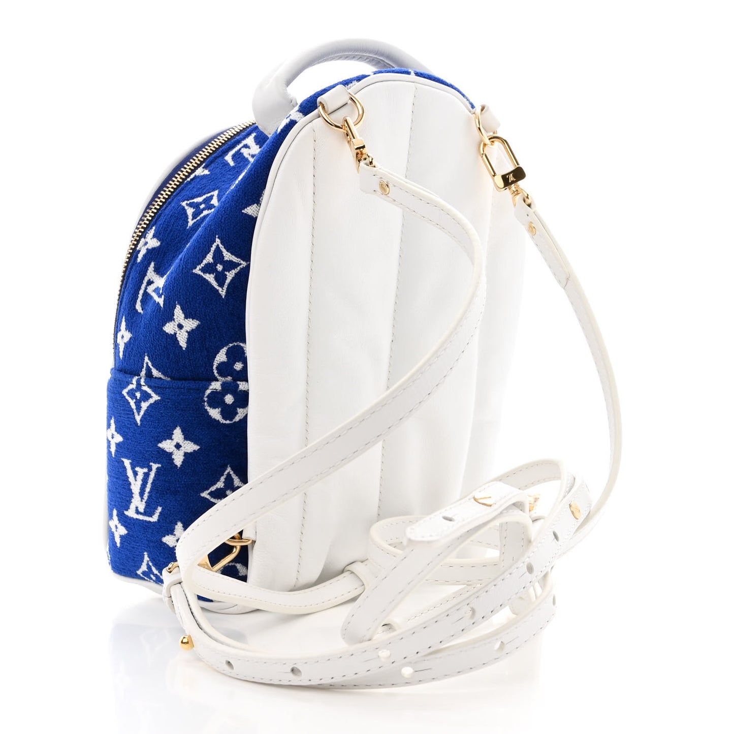 Jacquard Velvet Monogram Palm Springs Backpack Mini Blue