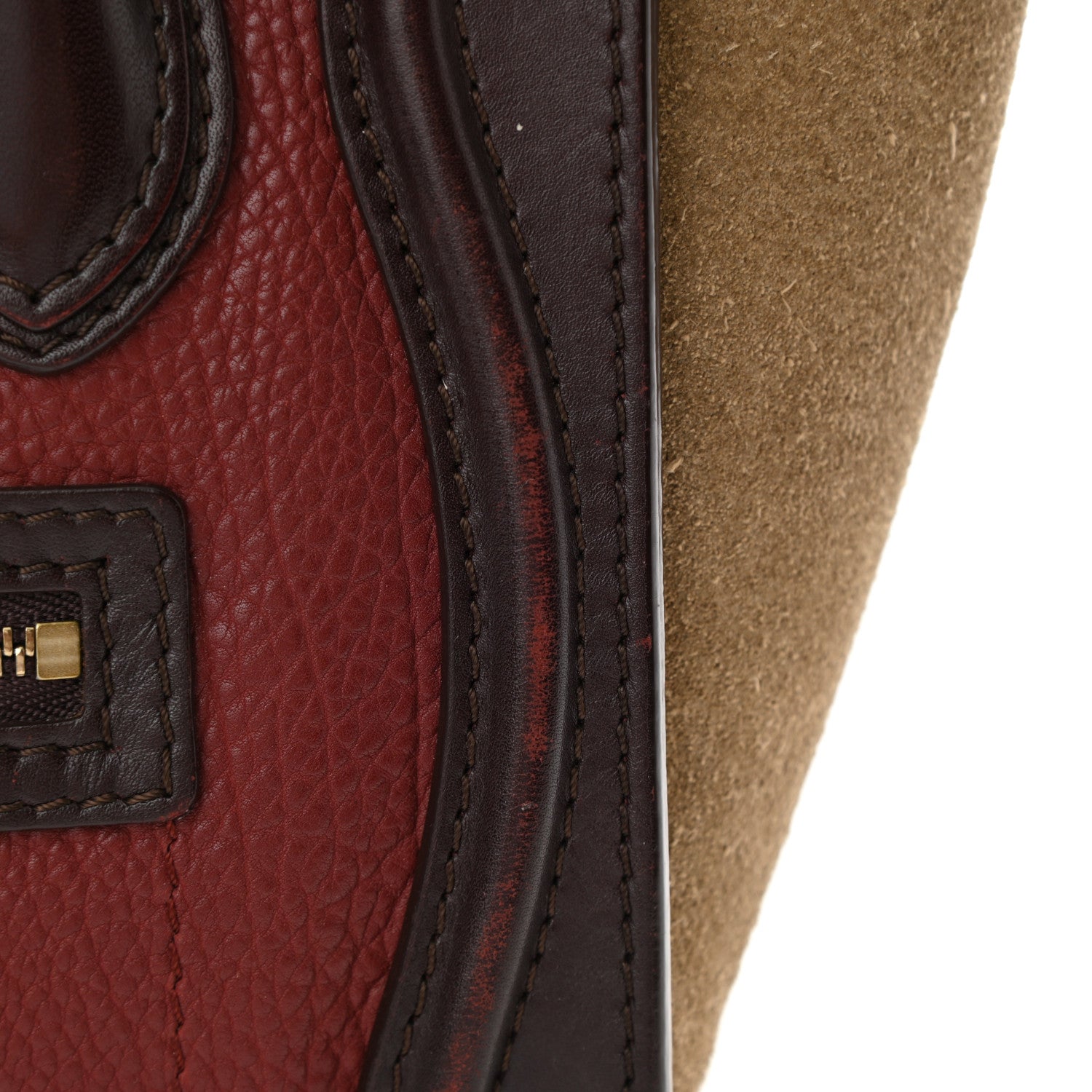 Celine Calfskin Suede Nano Tri-Color Luggage Burgundy 11 of 16