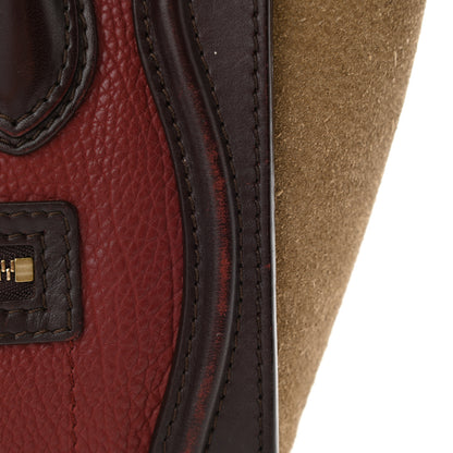 Celine Calfskin Suede Nano Tri-Color Luggage Burgundy 11 of 16