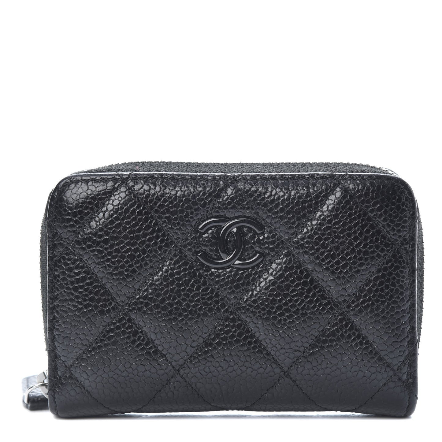 Caviar Quilted Incognito Zip Coin Purse Black