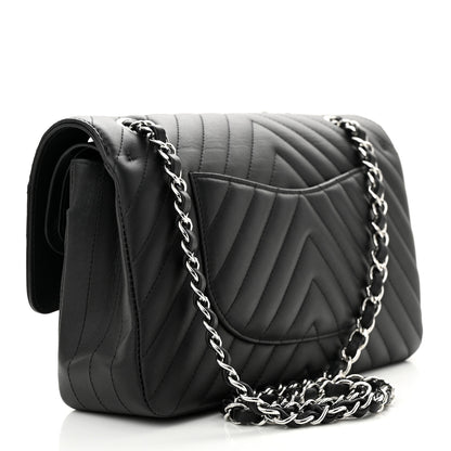 Chanel Calfskin Chevron Quilted Medium Double Flap Black 3 of 12