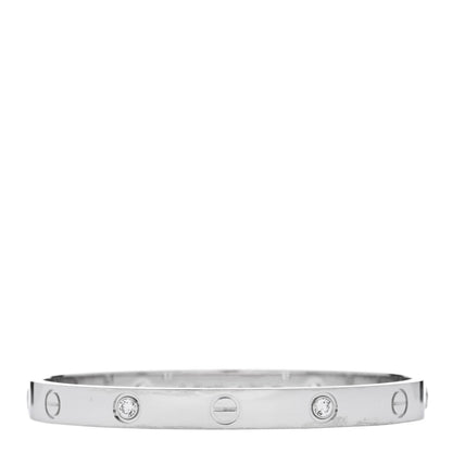 Cartier 18K White Gold 4 Diamond Love Bracelet 17 1 of 7