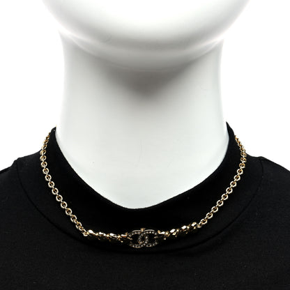 Chanel Crystal CC Heart Link Choker Necklace Gold 2 of 5