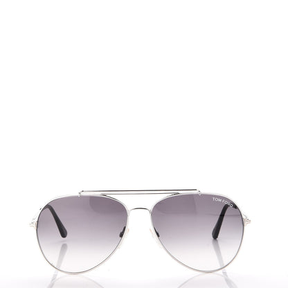 Tom Ford Indiana Aviator Sunglasses TF497 Silver 2 of 9