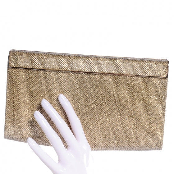 Glitter Fabric Cayla Clutch Metallic Gold