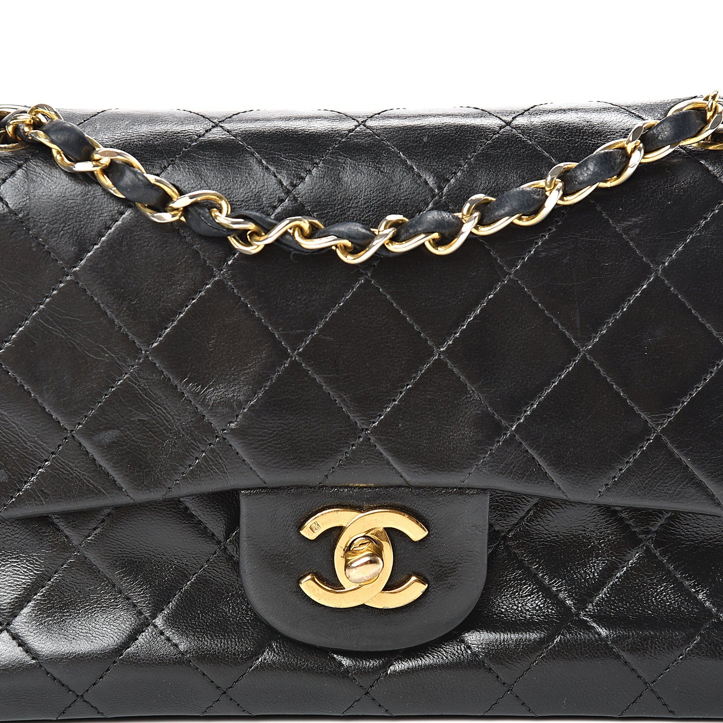 Lambskin Quilted Small Double Flap Black