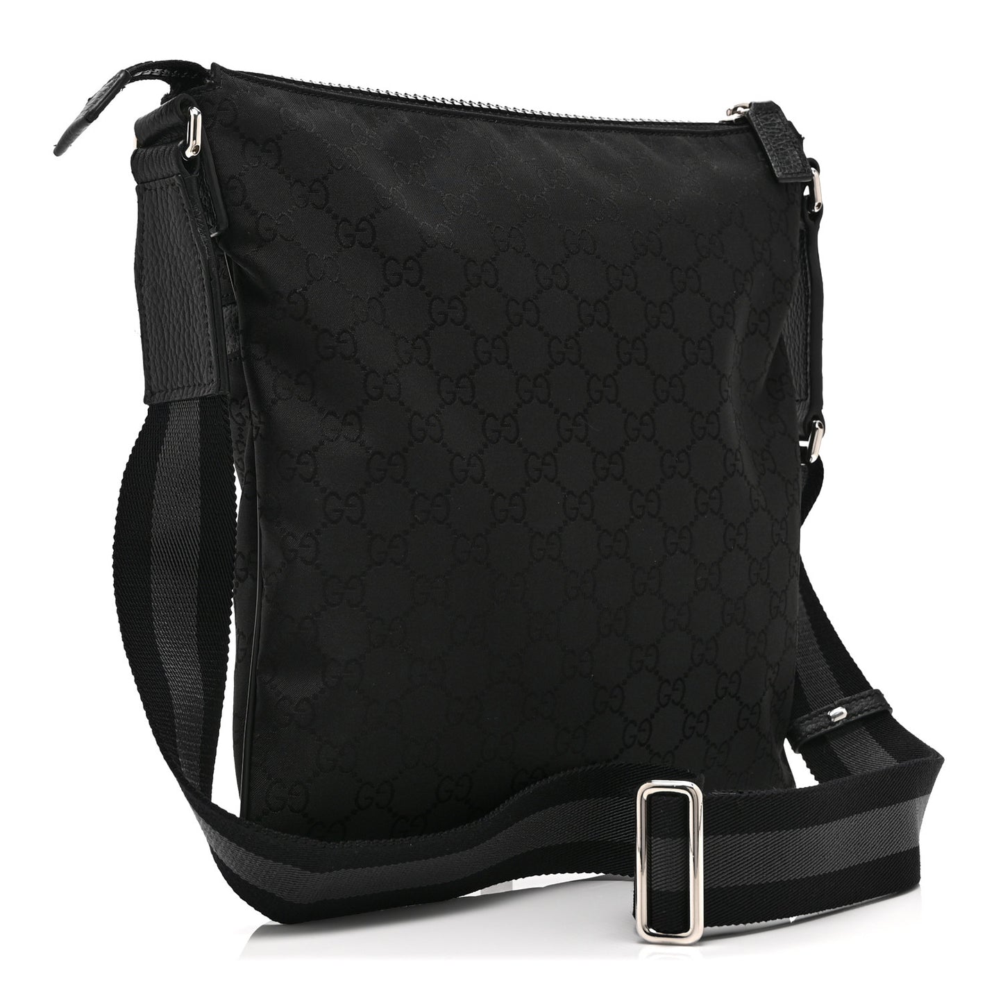 Nylon Monogram Small Flat Messenger Bag Black