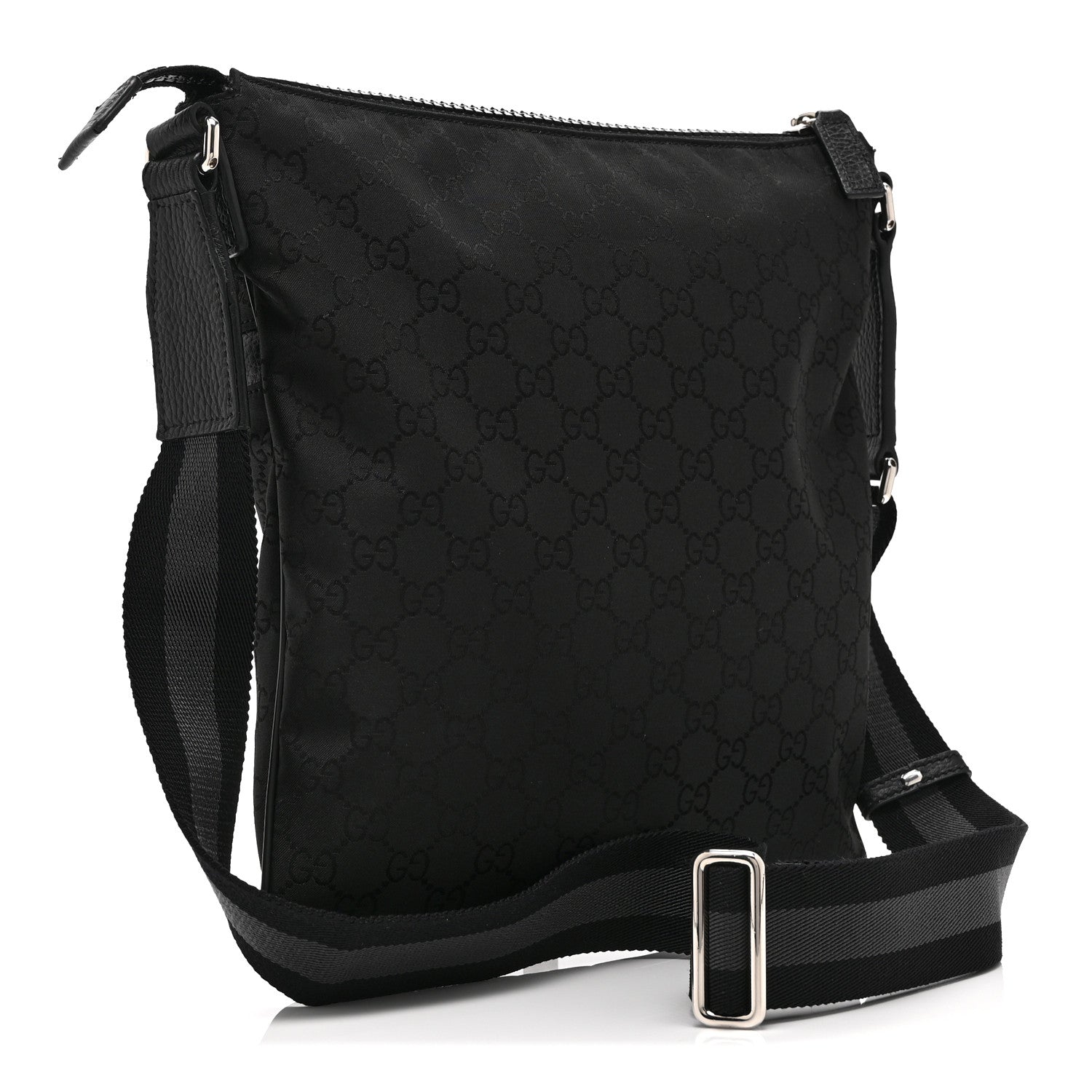 Gucci Nylon Monogram Small Flat Messenger Bag Black 3 of 11